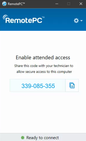 RemotePC 9 digit code